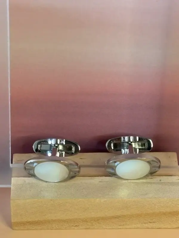 Boutons de manchette homme Regnier en acier inoxydable argenté