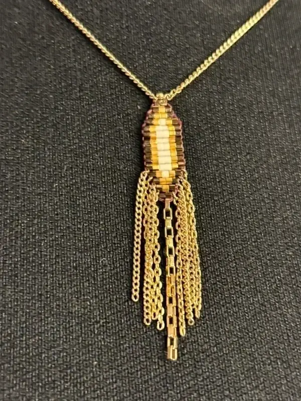 Satellite collier doré à l’or fin 14/18 carats blanc marron doré