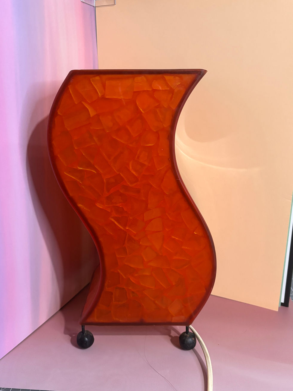 Lampe vintage mosaïque orange design vague – 31 cm