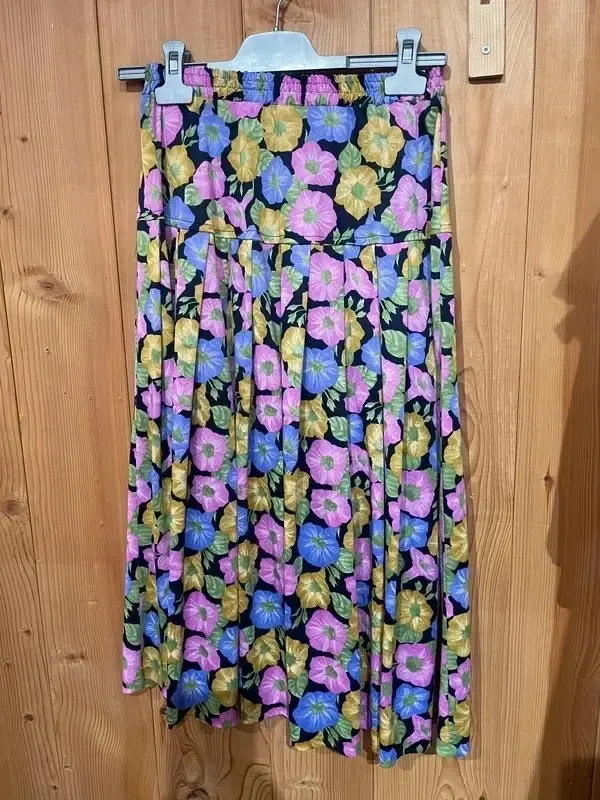 Jupe vintage rétro plissée fleurie violet rose jaune T36/38