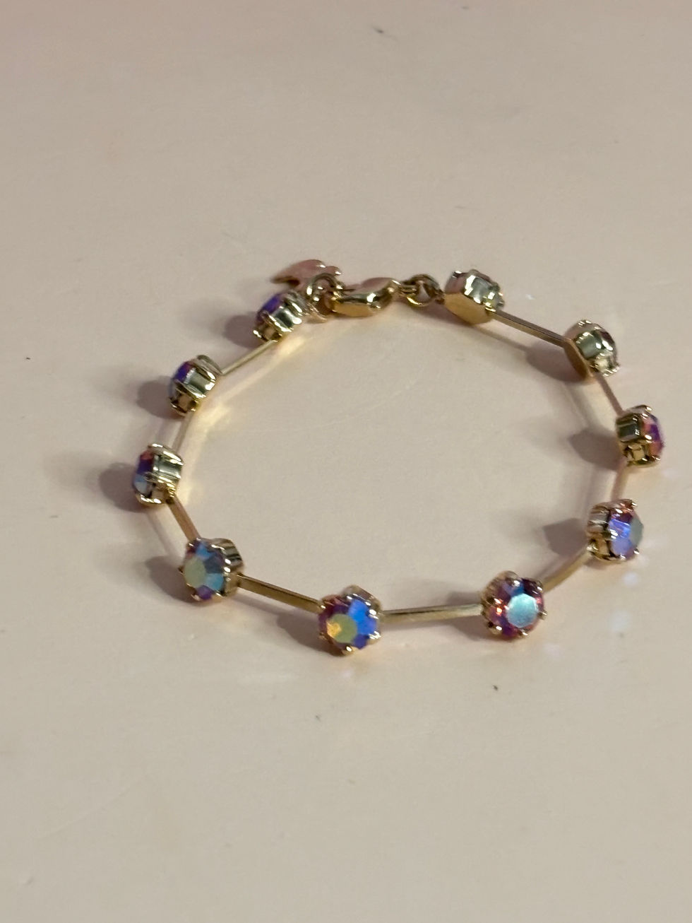 Bracelet Agatha doré cristaux Topaze fantaisie 17 cm
