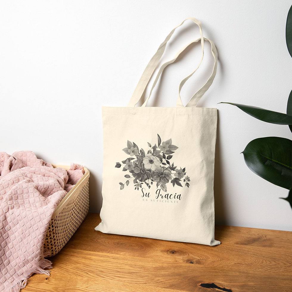 Thumbnail: Floral Tote Bag - Su Gracia, Eco-Friendly Reusable Shopping Bag, GGOD133-39