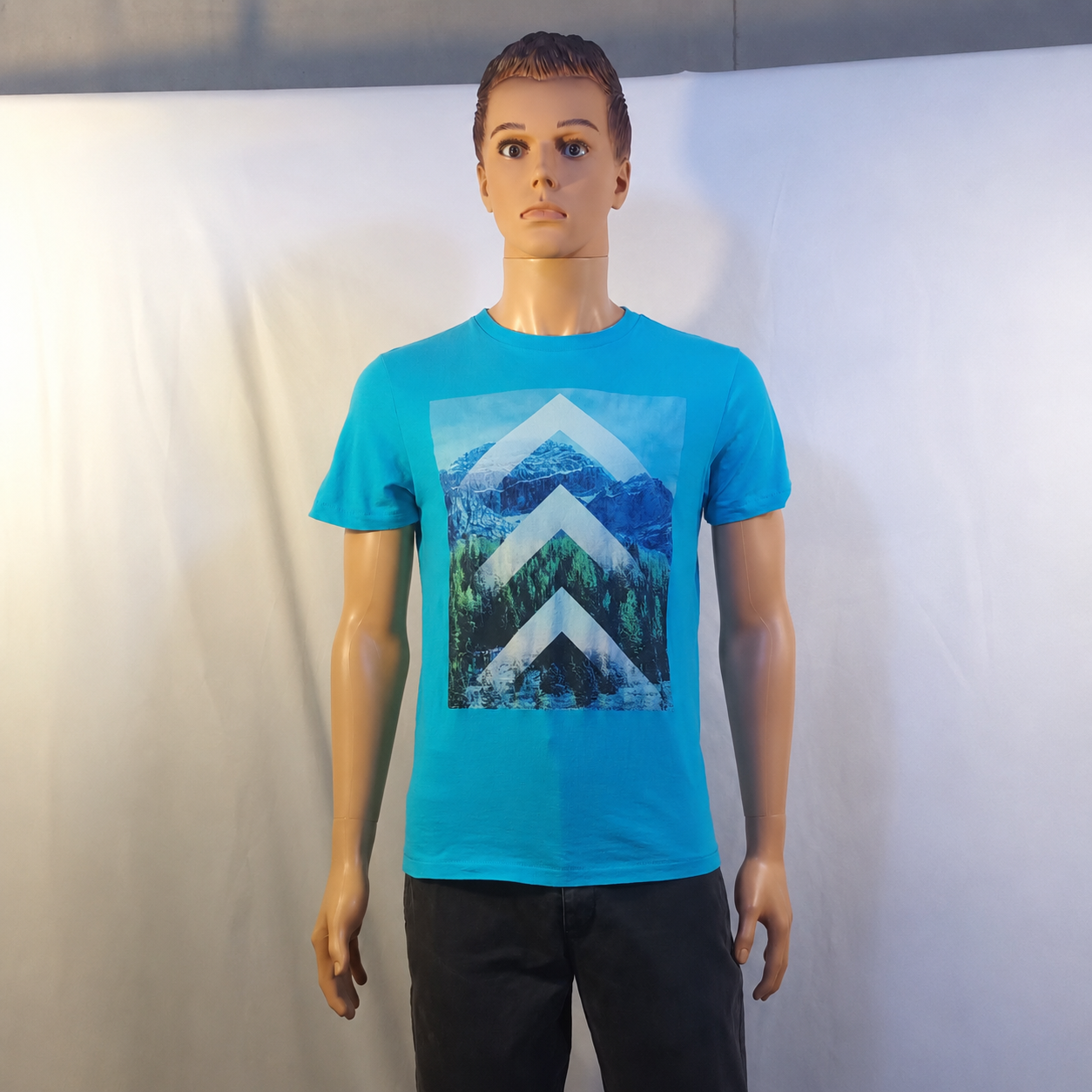 T-shirt Aéropostale Homme Bleu Turquoise – Imprimé Montagne – Taille S