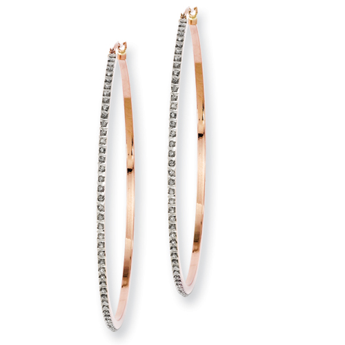 Rose Gold Round Diamond Hoops