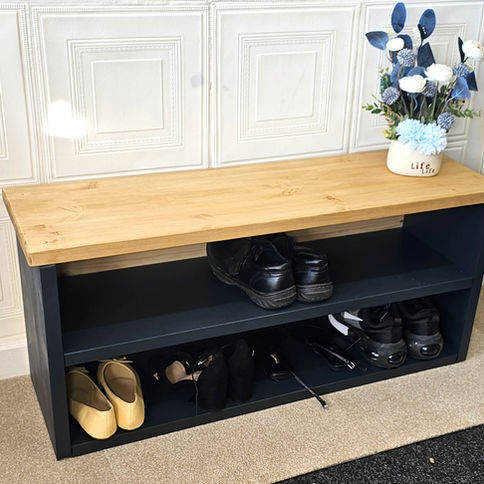 Wall hook rack with black metal hooks