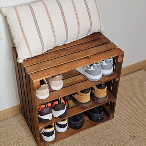 Hallway shoe storage unit solid wood