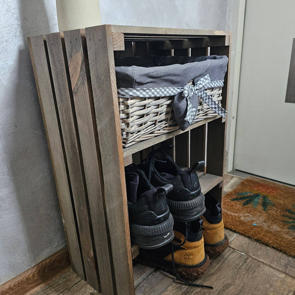 Large wooden crate for shoe storage
