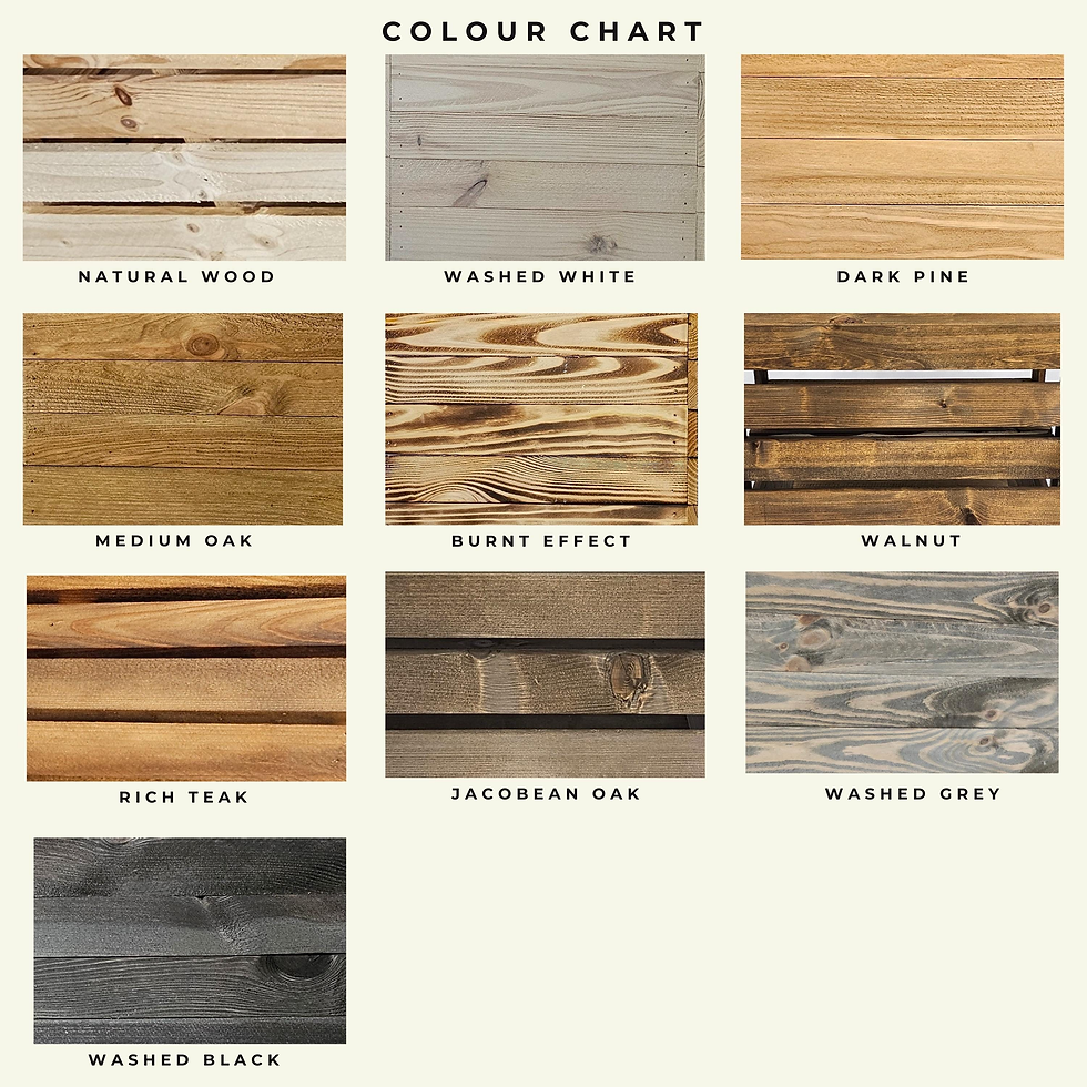 colour chart for wooden storage crate with lid