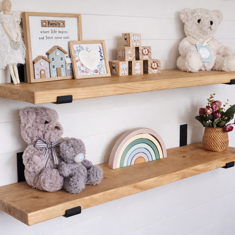 Solid pine baby room wall shelf UK
