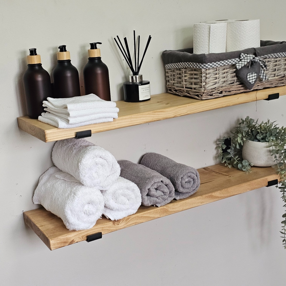 Black metal bracket shelving UK solid wood