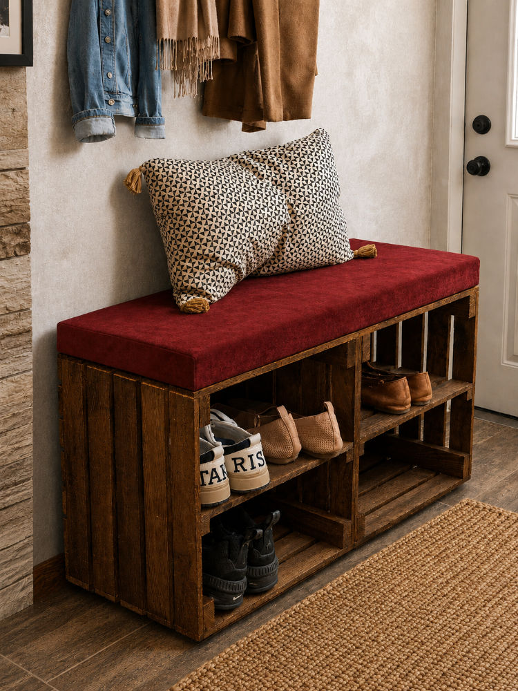 wooden shoe rack