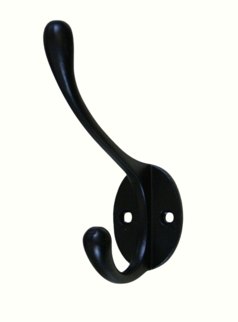 Victorian satin epoxy black coat hook 110mm