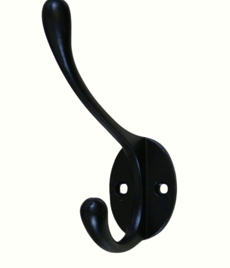 Victorian satin epoxy black coat hook 110mm