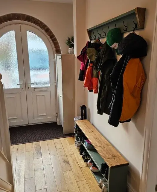 wooden shoe rack and coat rack