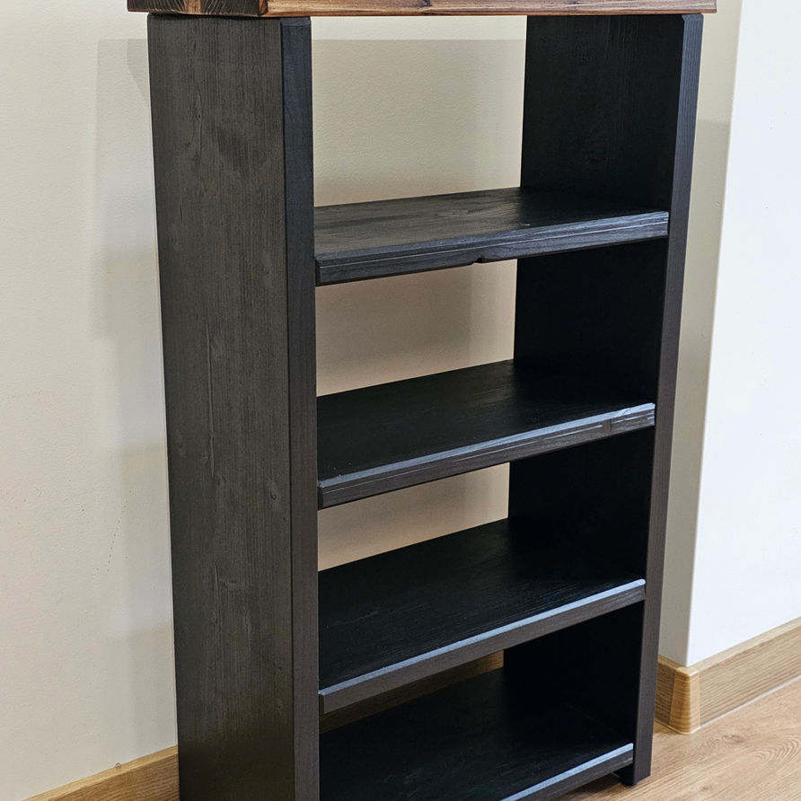 Slim solid wood bookcase for small spaces