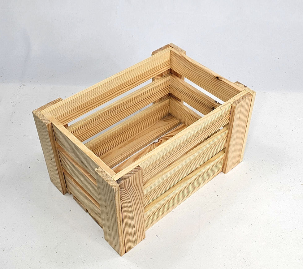 Small solid pine crate storage box for home and display.