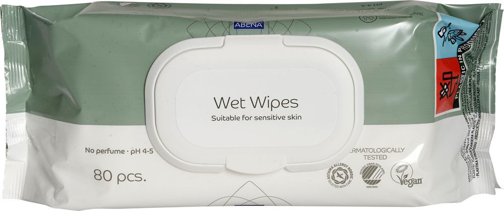 Tvättlapp våtservett Abena med plastlock oparfymerade 80st/fp