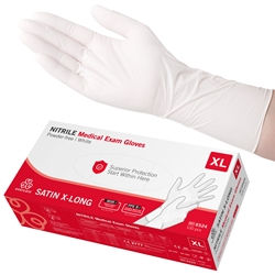 Handskar nitril evercare SATIN x-lång vit AQL 1,5 XL 100st/fp