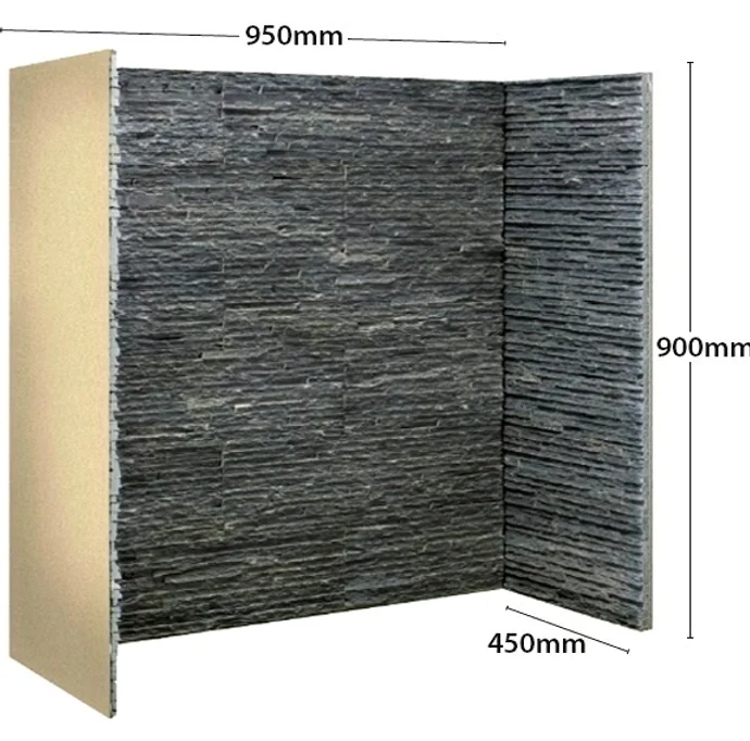 Gallery Charcoal Slate Waterfall Fireplace Chamber Panels.