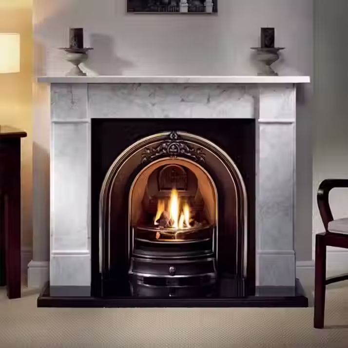 Brompton 56" Carrara Marble Fireplace Package