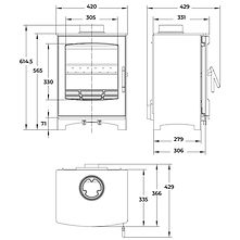 Tinderbox Medium MF, 5kW dimensions