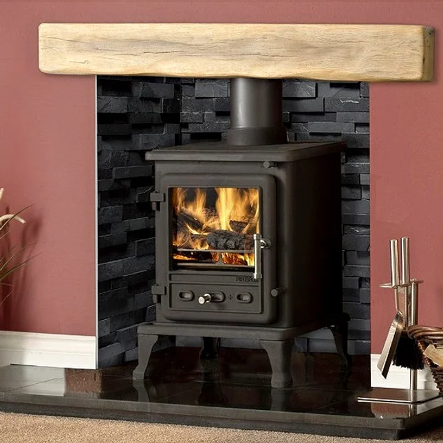 Gallery Staggered Black Slate Fireplace Chamber Panels.
