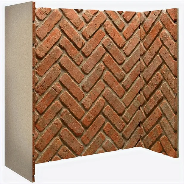 Gallery Rustic Herringbone Brick Fireplace Chamber Panels.