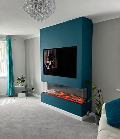 Media wall in Walkden with electric fire