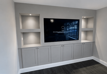 Media Wall install in Bolton, with storage cupboards