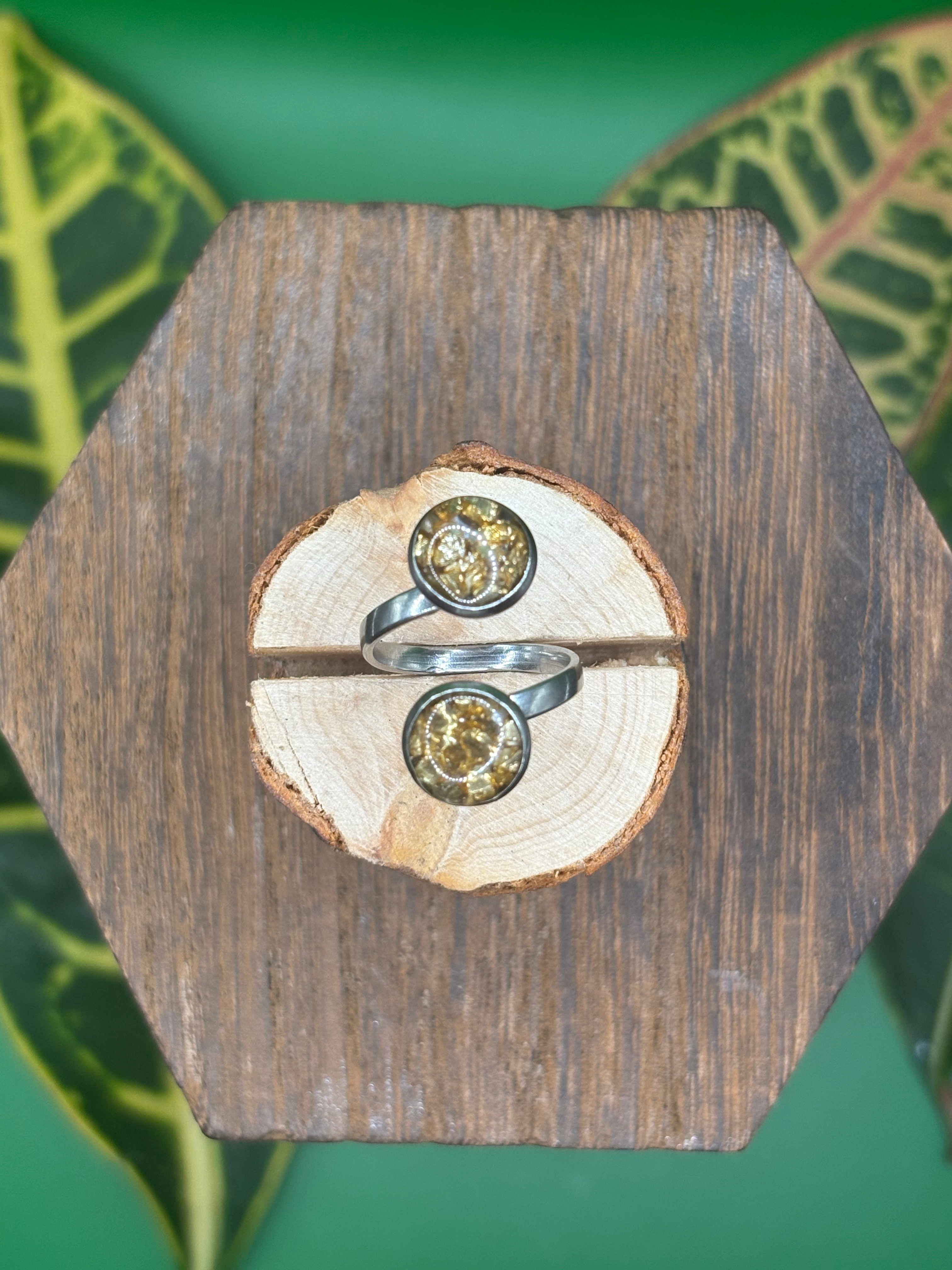Gold Sand Stainless Steel Resin Ring