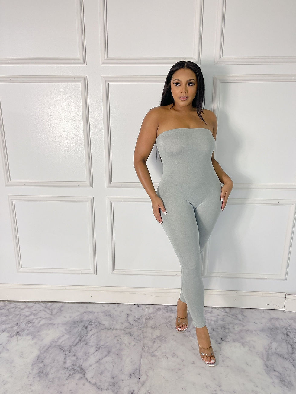 Thumbnail: Rihanna Solid Tube Jumpsuit