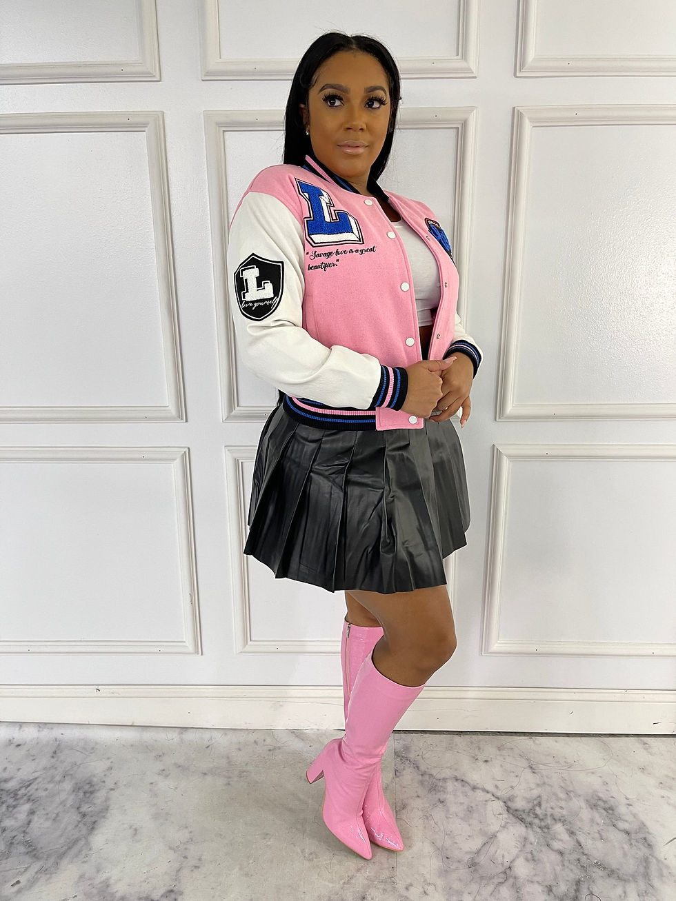Thumbnail: Cool Girl In Schook Varsity Jacket