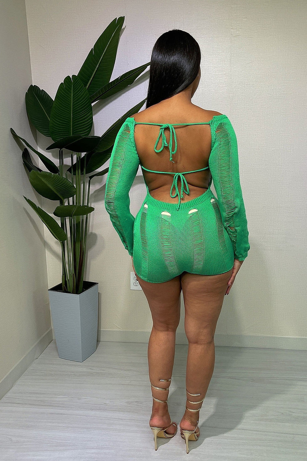 Thumbnail: Daniella Sheer Open Back Romper