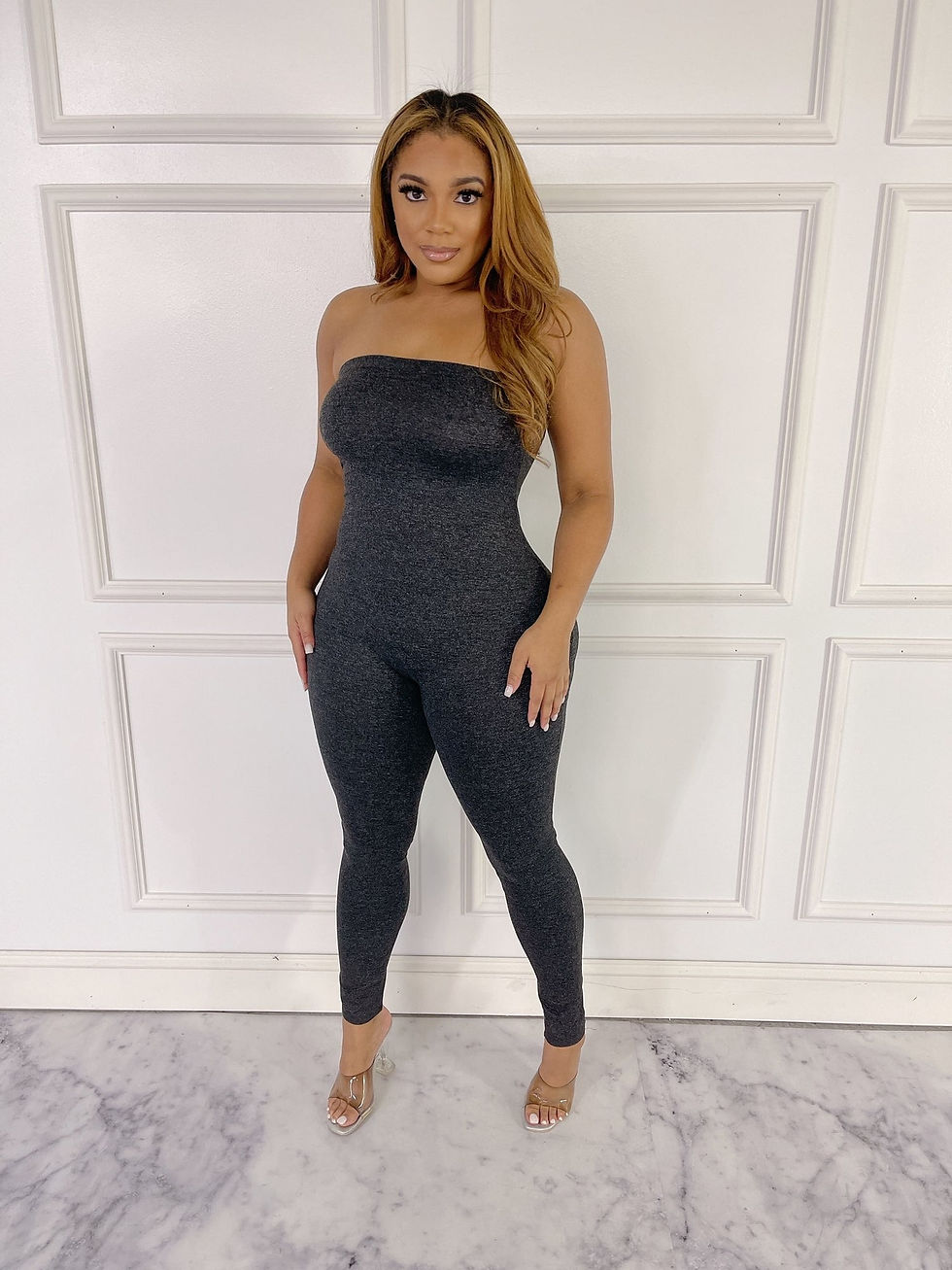 Thumbnail: Rihanna Solid Tube Jumpsuit