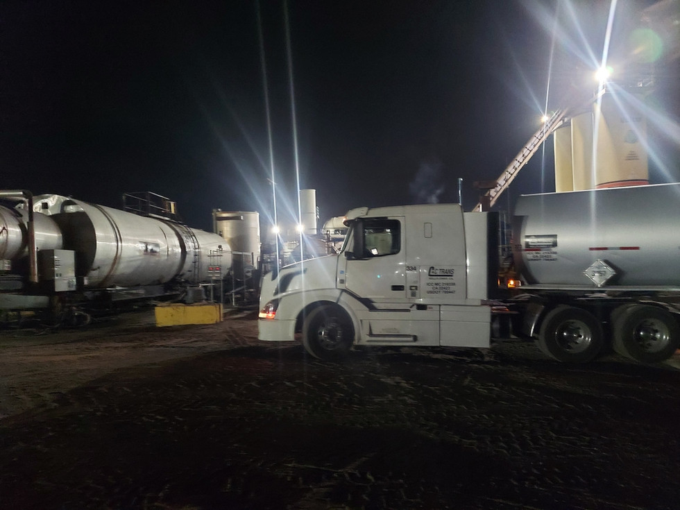 c and c trans truck at an oil refinery