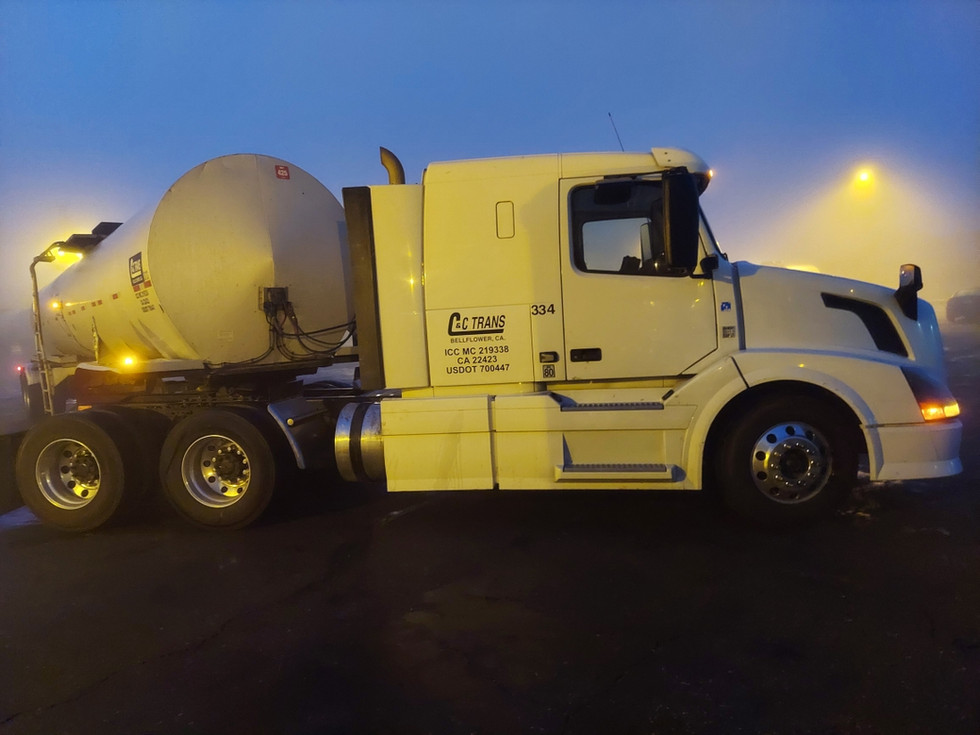 Early morning c and c trans truck leaving the yard in Bellflower