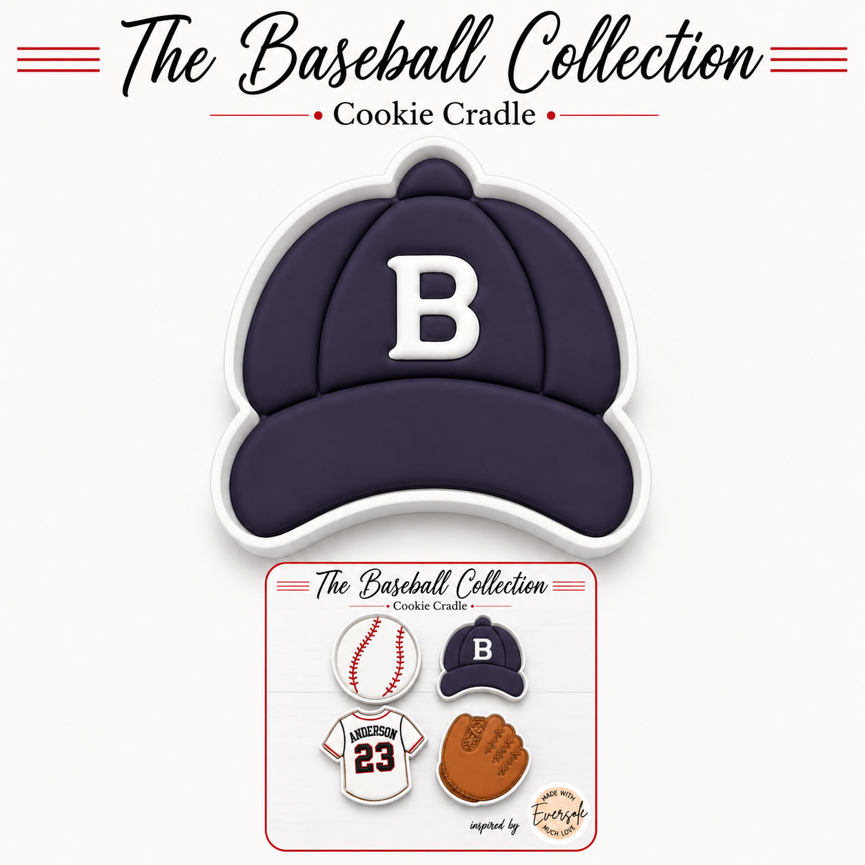 Baseball Cap Hat - front - The Baseball Collection - Cookie Cutter