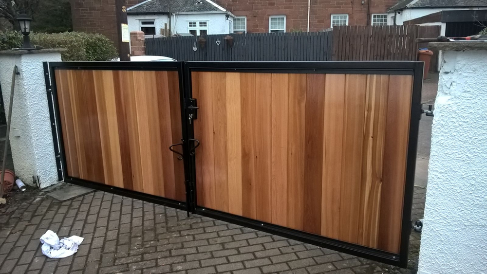 Metal Framed Timber Infill Automatic Gates Motherwell, Scotland