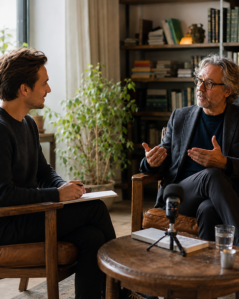 Interviewsetting als Symbol für journalistisches Storytelling und Content
