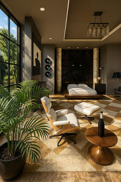 Mid century master bedroom interior