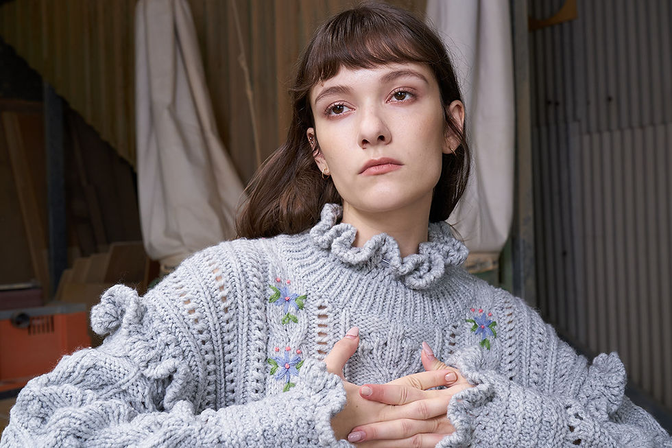Thumbnail: Oversize Ruffles Pullover with Hand Embroidery