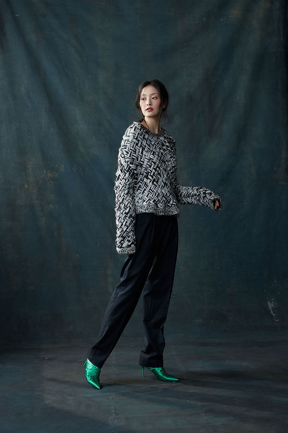 Thumbnail: BJ-F1902-001 | Hand Knit Basket stitch Pullover