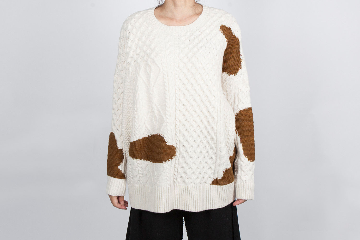 W112-Opt.2 | Contrast Patchwork Pullover Sweater