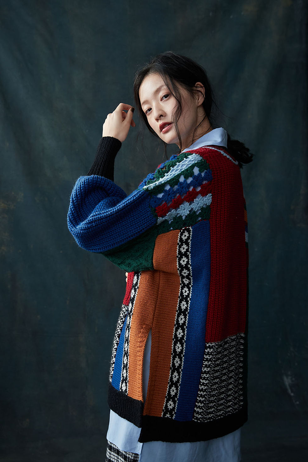 Thumbnail: BJ-328 | Mix Stitch Color Block Cardigan