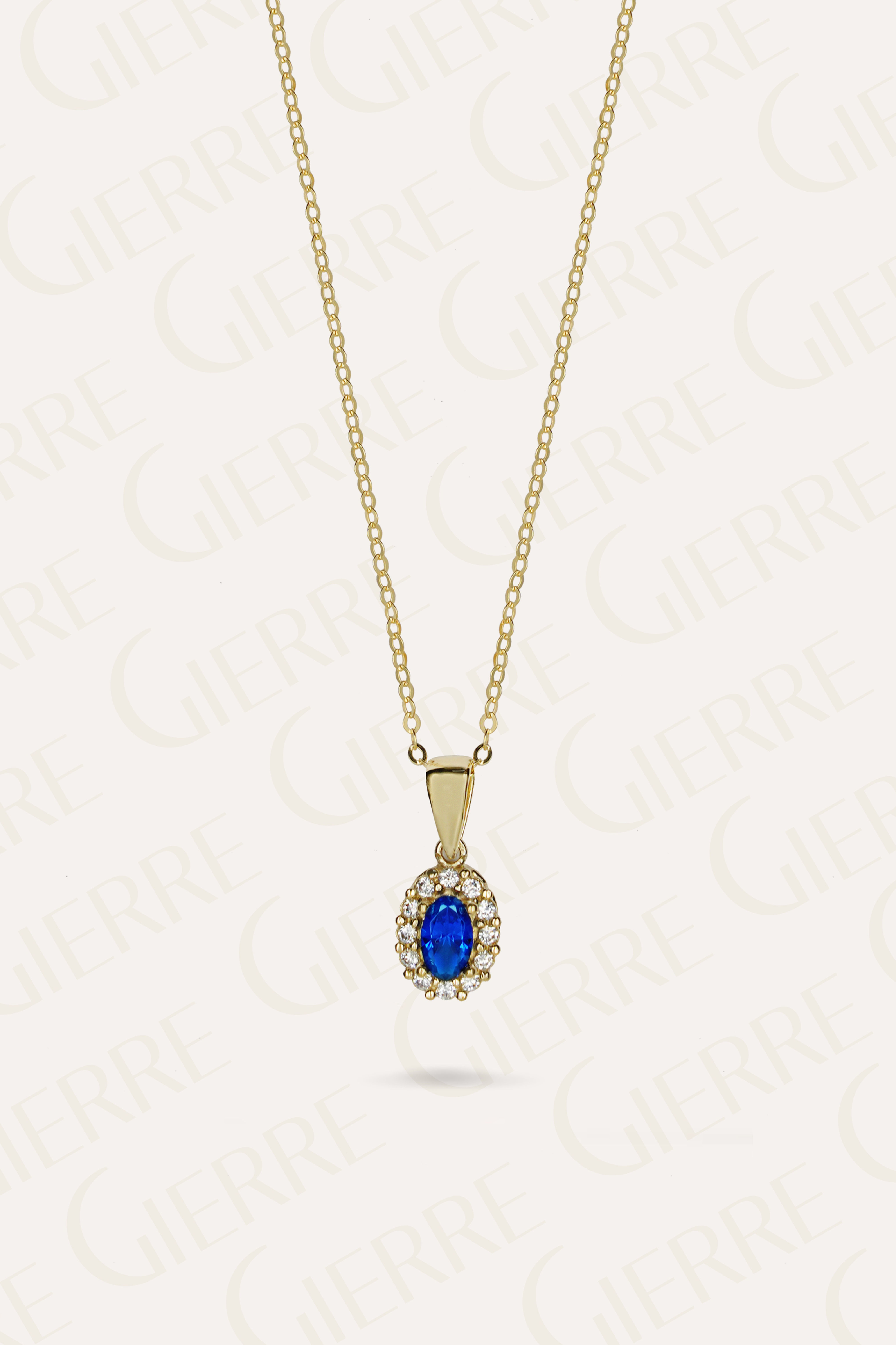CT4285-B - Girocollo con charm Pendente Pietra Blu e zirconi