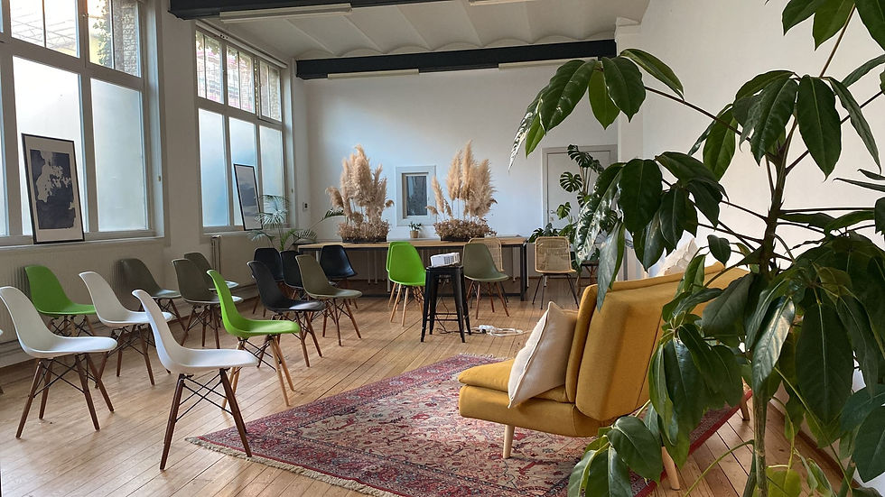 Meeting room with lush plants