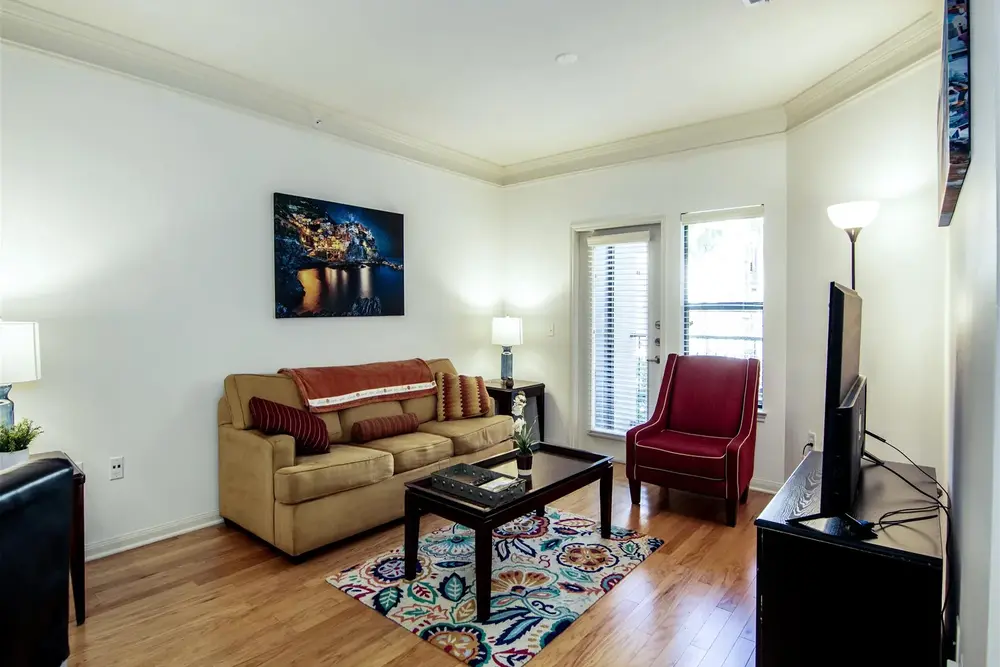 Furnished living room in unit 4216 at Broadstone Toscano, Medical Center District