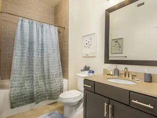 Furnished bathroom at District 28 near MD Anderson