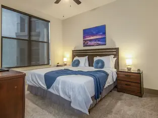 Furnished bedroom at District 28 near MD Anderson