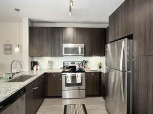 Furnished kitchen at Modera Flats near MD Anderson